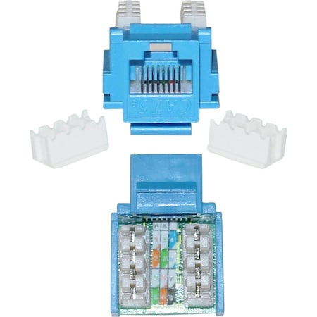 Cable Wholesale Slimline Cat5e Keystone Jack, Blue, RJ45 Female to 110 Punch Down 310-120BL