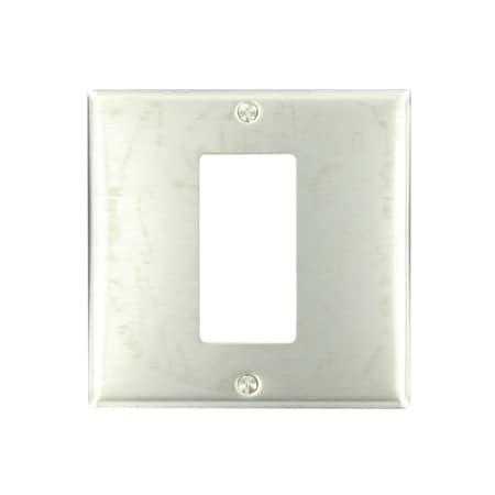Leviton Decora Wallplate, Standard Size, Gang 2, Stainless Steel S746-N