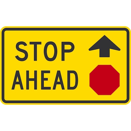 Lyle Stop Ahead With Arrow & Octagon Symbol, 30x18, High Intensity Prismatic, Yellow G-14757-HI_30x18
