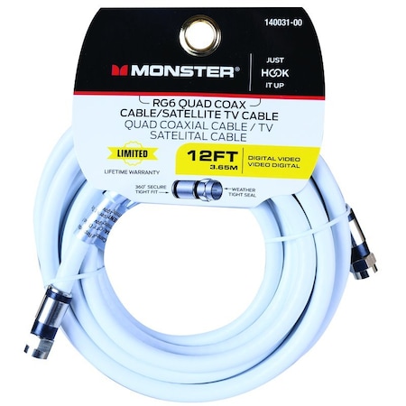 Monster Cable Just Hook It Up 12 ft. Weatherproof Video Coaxial Cable 140031-00