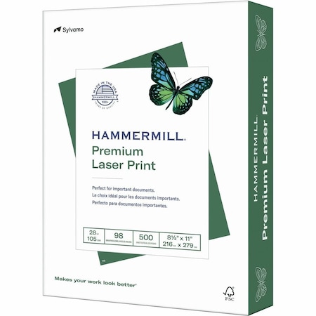 Hammermill Paper for Color 85x11 Laser Copy Multipurpose Paper White, White, 500PK HAM125534