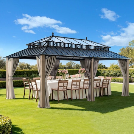 Sunjoy 20x12 Kingston PC Top Rectangular Gazebo Wood A1020438B000