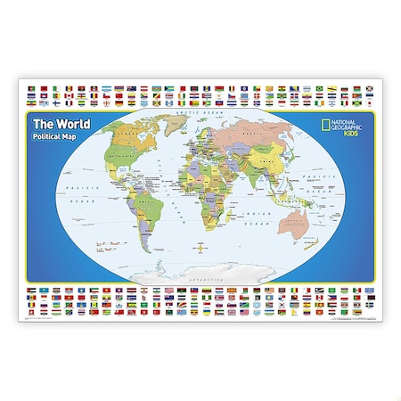 National Geographic The World for Kids Map, Laminated, 36'' x 24'' RE01020772