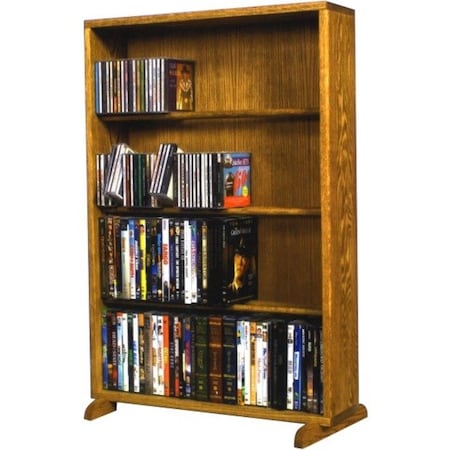 Wood Shed Cdracks Solid Oak 4 Row Dowel DVD Cabinet Tower Capacity 160 DVD s Honey Oak Finish 415-24