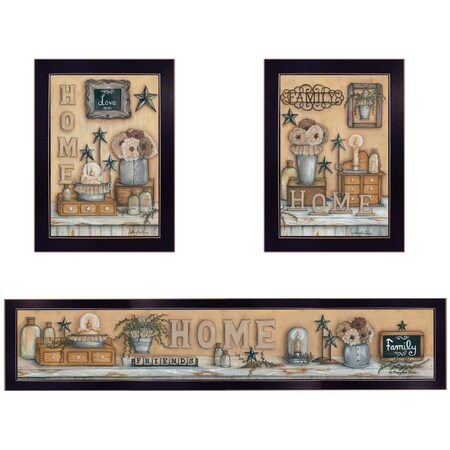 Homeroots Set Of Three Where Family and Friends Gather 1 Black Framed Print Wall Art, 3PK 405903