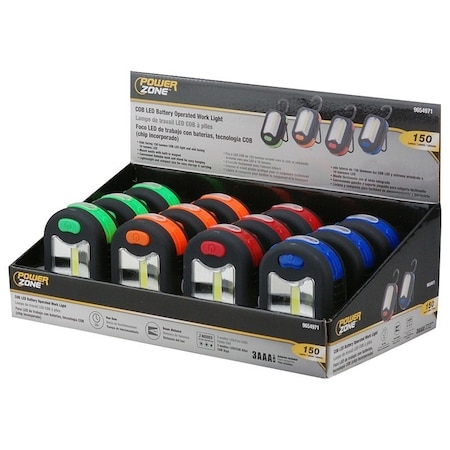Powerzone COB Work Light with Stand, 2-Lamp, LED Lamp, 150 Lumens, Red, Blue, Orange, Green 12600