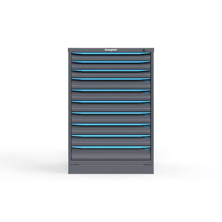 Strong Hold 10 drawer cabinet - (3x 2ft, 6x 3ft, 1x 4ft) - Blue accents - Keyed Different S3044-PPDAS-1002FS