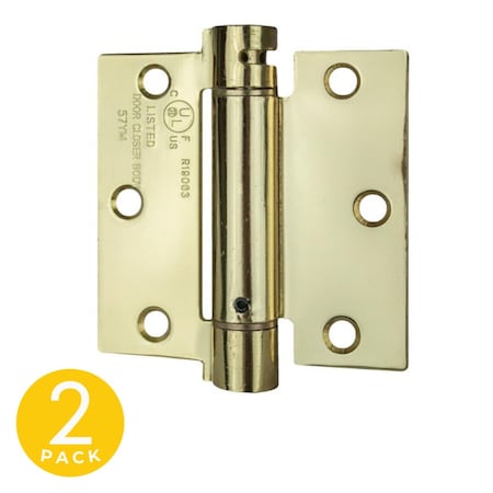 Global Door Controls 3 in. x 3 in. Bright Brass Full Moritse Residential Squared Radius Hinge with Removable Pin, 2PK CP3030-US3-M