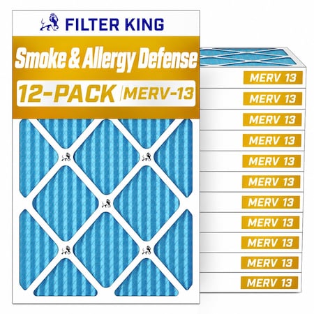 Filter King 20x25x4 Air Filter, MERV 13, Standard Capacity, Actual Size: 19.5x24.5x3.75 FK20X25X4-M13-12