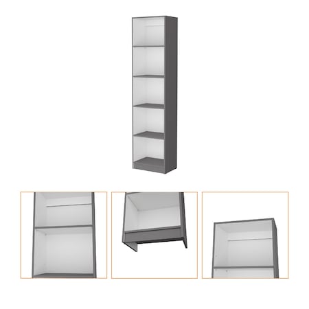 Homeroots 71" Gray And White Wood Five Tier Bookcase 546196