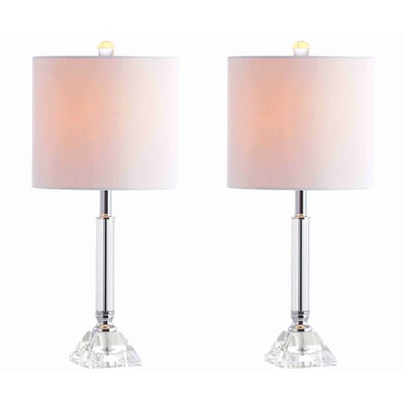 Jonathan Y Dana 19.5" Crystal Column/Metal LED Table Lamp, Clear, 2PK JYL2078A-SET2