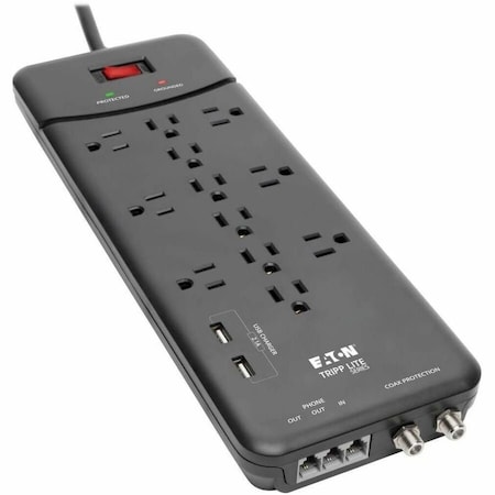 Eaton Tripp Lite Series Protect It 12-Outlet Surge Protector, 8 ft. 2.43 m Cord, 4320 Joules,  TLP128TTUSBB