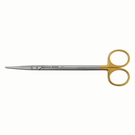 Jorgensen Laboratories Aesculap Metzenbaum Scissors, Tungsten Carbide Inserts, Gold-plated Rings, Curved 7" J0662DC