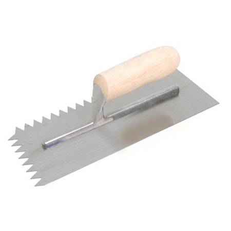 Marshalltown Notched Trowel, Flooring Trowel, Tiling Trowel, 1/2 x 15/32 V-Notch, Wood Handle, Large Format Tile NT970