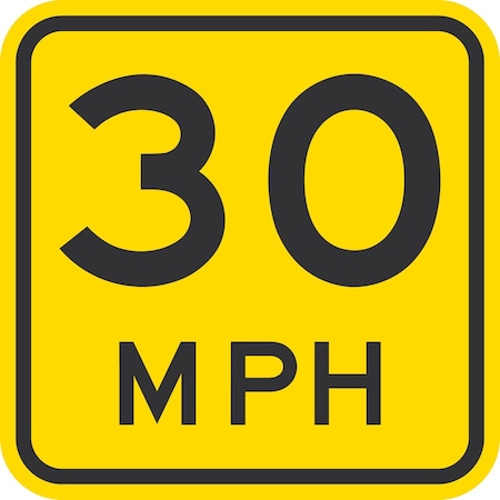 Lyle W13-1, 30 M.P.H., Reduced Size, 12x12, High Intensity Prismatic, Yellow G-2420-HI_12x12