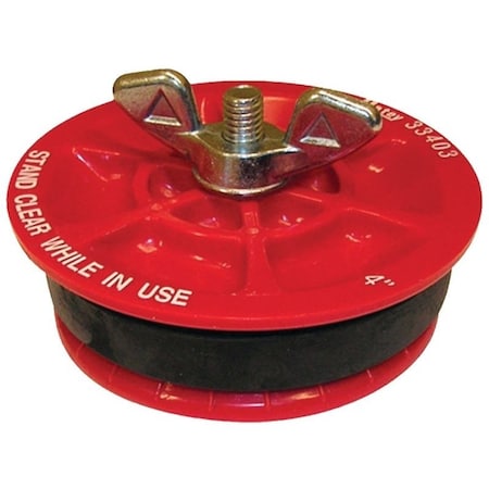 Oatey Test Plug, 4 in Connection, Plastic, Red 33403
