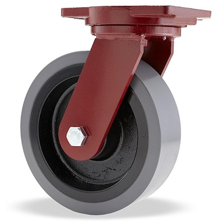 Hamilton Extra Heavy Duty Swivel Caster, 10"X3" DuraGlide 1" Thick Poly Cast Iron Wheel, Swivel Lock/Foot Brake S-EHD-13GB95-4SL-FB