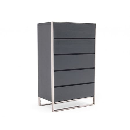 Homeroots 30" Grey Manufactured Wood Five Drawer Chest 473086