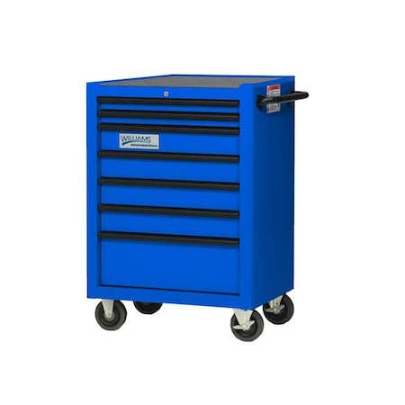 Williams Rolling Cabinet, 7 Drawer, Blue, Steel, 26 in W x 20 in D x 38 in H JHWW26RC7BL