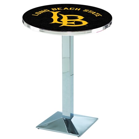 Holland Bar Stool Co 36" Chrome Long Beach State University Pub Table, 36" dia. Top L217C3636LBStUn