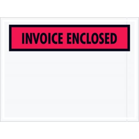 Box Packaging Panel Face Envelopes, "Invoice Enclosed" Print, 6"L x 4-1/2"W, Red, 1000/Pack PL463