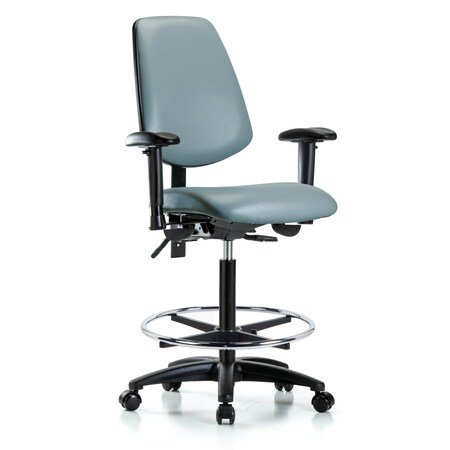 Blue Ridge Ergonomics Vinyl Chair, Vinyl, Adjustable Arms BR-VHBCH-MB-RG-T1-A1-CF-RC-8822