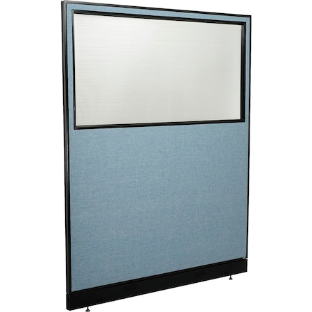 Global Industrial Interion Office Partition Panel with Partial Window and Raceway, 60-1/4"W x 100"H, Blue 695790WNBL