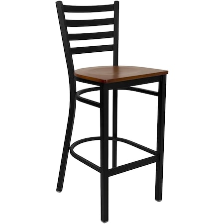 Flash Furniture Restaurant Stool, Ladder Back, Chy Seat XU-DG697BLAD-BAR-CHYW-GG
