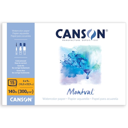 Canson Artist Series Montval Watercolor Block, Foldover Binding, 15 Sheet, 6x9 inch C100511062