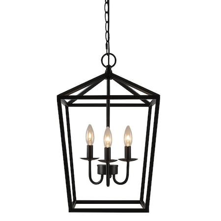 Boston Harbor Pendant Light, 0.5 A, 120 V, 60 W, 3-Lamp, Type B/CA Bulb Lamp, Metal Fixture, Black Fixture LS10613