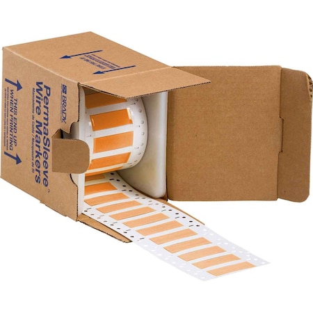 Brady PermaSleeve HX Heat Shrink Double Sided Wire Marking Sleeves, 0.375 in. x 2 in. W, Orange, Roll of 250 2HX-375-2-OR-S