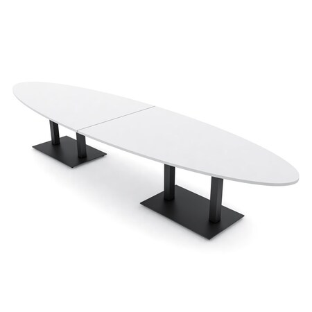 Skutchi Designs Oval Conference Table With Power, 48 in W, 168 in L, White HAR-OVL-48X168-DOU.BK-W960-NA