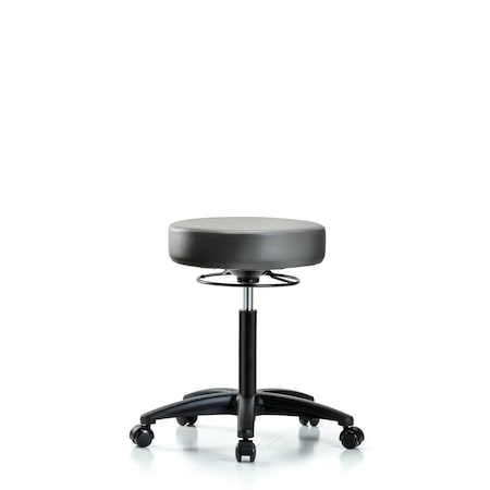 Blue Ridge Ergonomics Vinyl Stool, Med Bench, Casters, Sterling BR-VMBSO-RG-NF-RC-8840