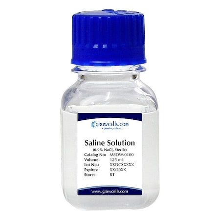 Growcells Sterile Saline, Clear, Bottle, 125 mL, PK48 MSDW-0100-48