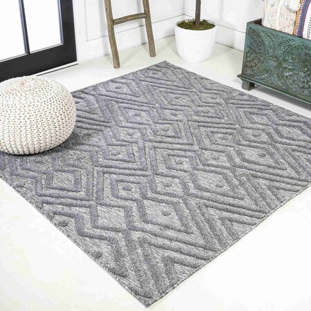 Jonathan Y Balansat Moroccan Diamond Dark Gray 5 ft Square Indoor/Outdoor Area Rug IBZ100A-5SQ