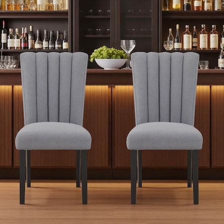 Homeroots Set of Two 26" Gray and Black Wood and Fabric Counter Height Bar Chairs 564785