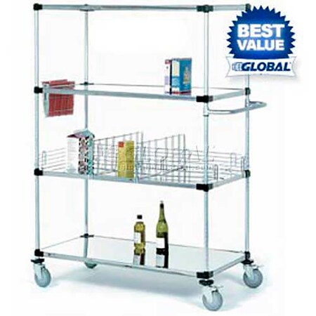 Global Industrial Nexel Stainless Steel Shelf Truck, 1200 lb. Capacity, 48"L x 18"W x 92"H 987459
