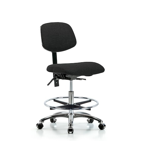Blue Ridge Ergonomics Chair, Fab, Med Bench, Chr CF Casters, Blk, No Arms, 22" to 29" Height, Black BR-FMBCH-CR-T0-A0-CF-CC-F42
