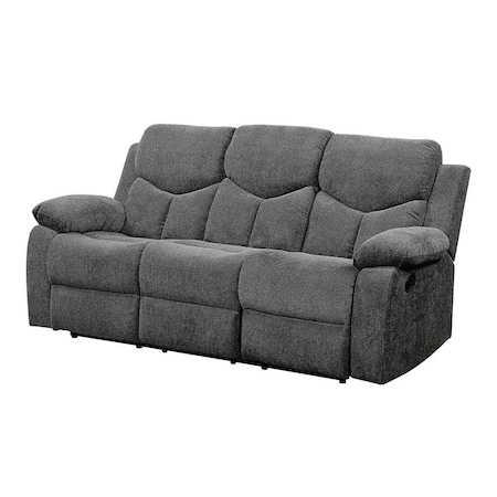 Homeroots 82" Gray Chenille Reclining Sofa With Black Legs 491322