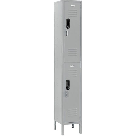 Global Industrial 2-Tier 2 Door Digital Locker, 12"W x 15"D x 78"H, Gray, Assembled 290799