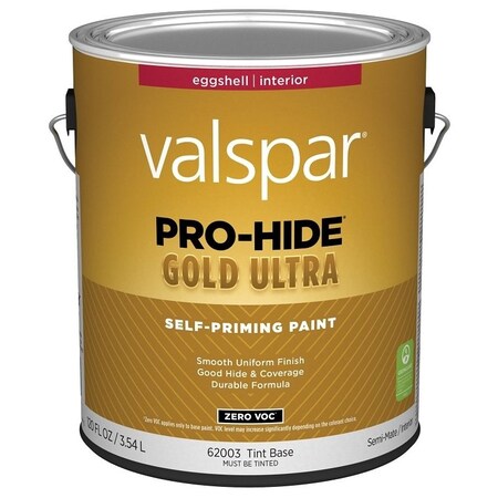 Valspar Pro-Hide Gold Ultra 6200 Latex Paint, Acrylic Base, Eggshell Sheen, Tint White, 1 gal 028.0062003.007