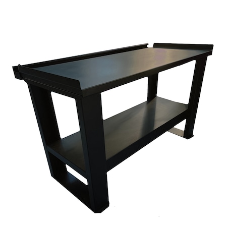American Hawk Industrial Automotive Transmission Table With Shelf - Black, Shop Table with Liquid Runoff Tray WDT 1K-BLK