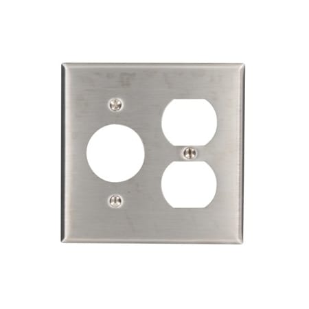 Leviton Combination Wallplate, Standard Size, Gang 2, Stainless Steel 84046-40