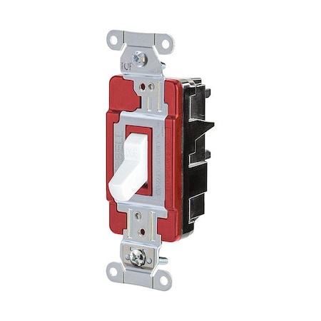 Hubbell Wall Switch, 1 hp, Toggle, 20 A, White HBL1223STW