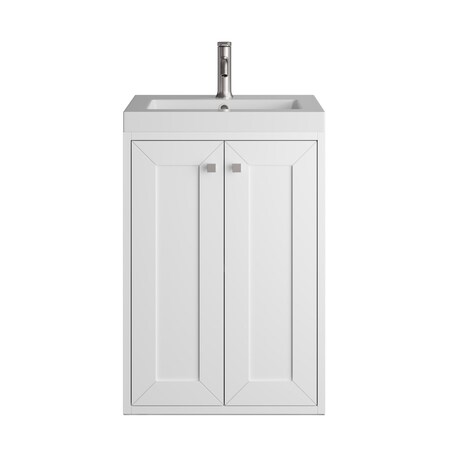 James Martin Vanities Chianti 20 in. Single Vanity, Glossy White w/ White Glossy Composite Stone Top 533V20GWWG