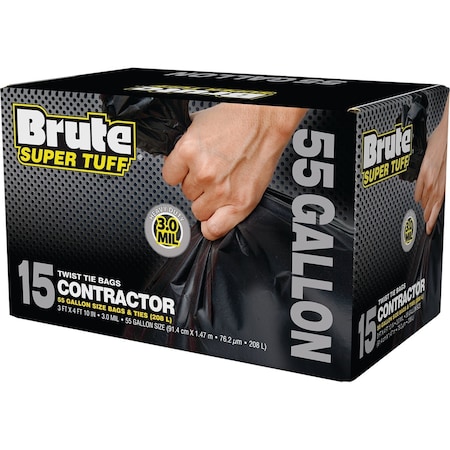 Rubbermaid Commercial Super Tuff 55 Gal. Contractor Black Drum Liner, 15-Count C043171S