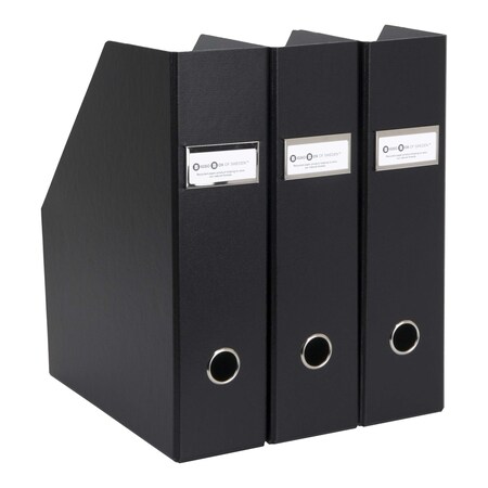 Bigso Fiona 3pc. Fiberboard Upright Magazine Storage Boxes, 10 x 12.5 x 3.3 in, Black, 20PK STL_189305907