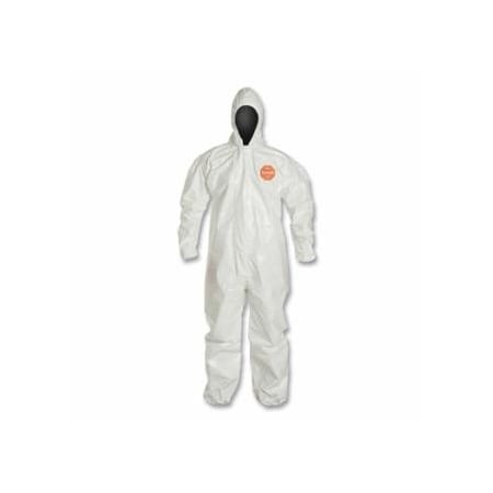 Dupont Tychem 4000 Coverall, Taped Seams, Attached Hood, Elastic Wrists and Ankles, Zipper Front, Storm, 6PK 251-SL127T-M