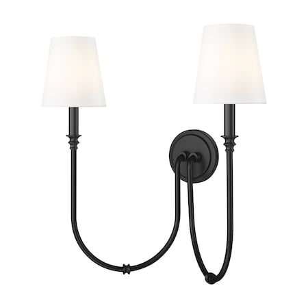 Z-Lite Jisele Matte Black 2 Light Wall Sconce 4505-2S-MB