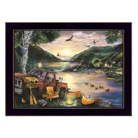 Homeroots Lakefront Camping I 1 Black Framed Print Wall Art 415877